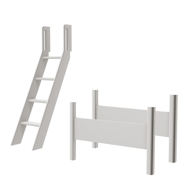 Verhoogd halfhoog kit met schuine ladder - WHITE