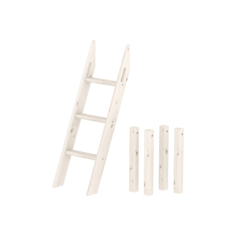 Halfhoog kit met schuine ladder tweedehands - Whitewash