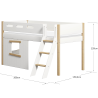 Halfhoog evolutief bed met boomhut en schuine ladder - Nor